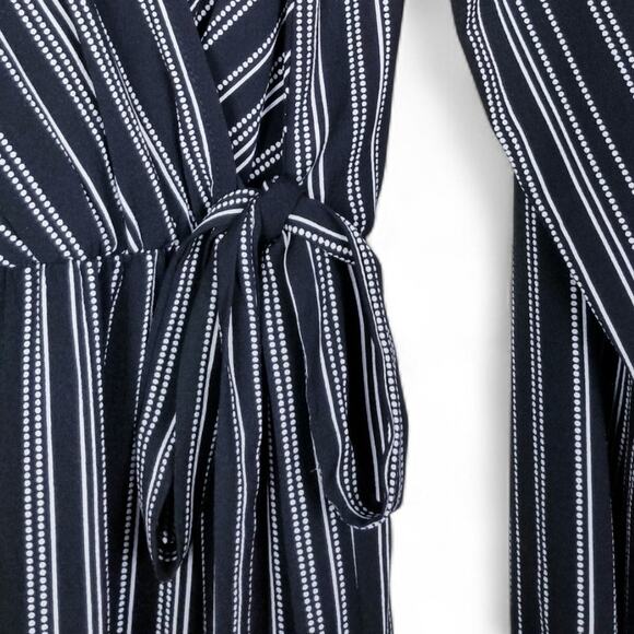 APT 9 Jumpsuit Wide Leg Surplice Wrap Tie Front Long Sleeve Black & White - XL - Picture 6 of 12